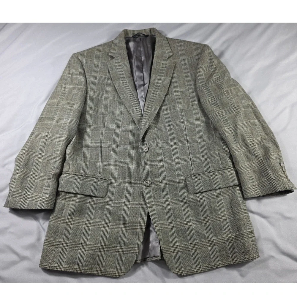 Jos. A. Bank Blazer Men 42R (42S) Glen Plaid Wool Alpaca Silk Blend Sport Coat